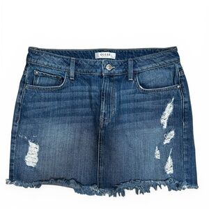 Y2K Vintage GUESS Blue Distressed Denim Mini Skirt